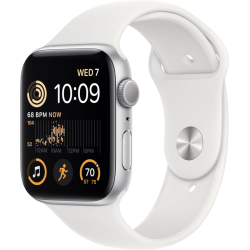 Apple Watch SE (2022) 44mm Zilver Aluminium Witte Sportband