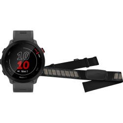 Garmin Forerunner 55 Grijs + Garmin HRM-DUAL Hartslagmeter Borstband Zwart