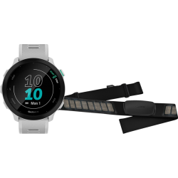Garmin Forerunner 55 Wit + Garmin HRM-DUAL Hartslagmeter Borstband Zwart